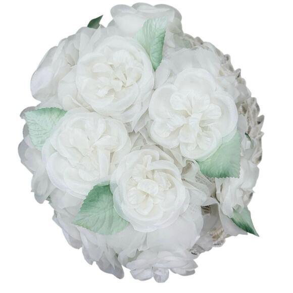 Vintage 60s White Floral Bucket Hat Lace Chiffon Union Label main image 9
